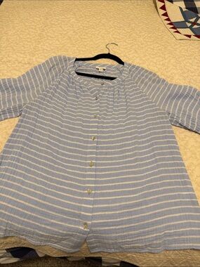 J. Jill Light Blue and White Striped Tunic